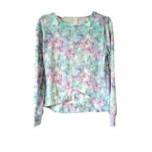 Long Sleeve light blue lilac women's blouse top crewneck  M